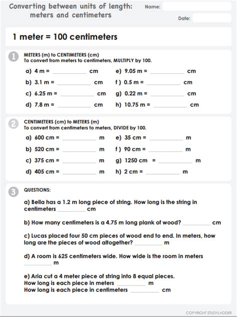 Meters to Centimeters Conversion .